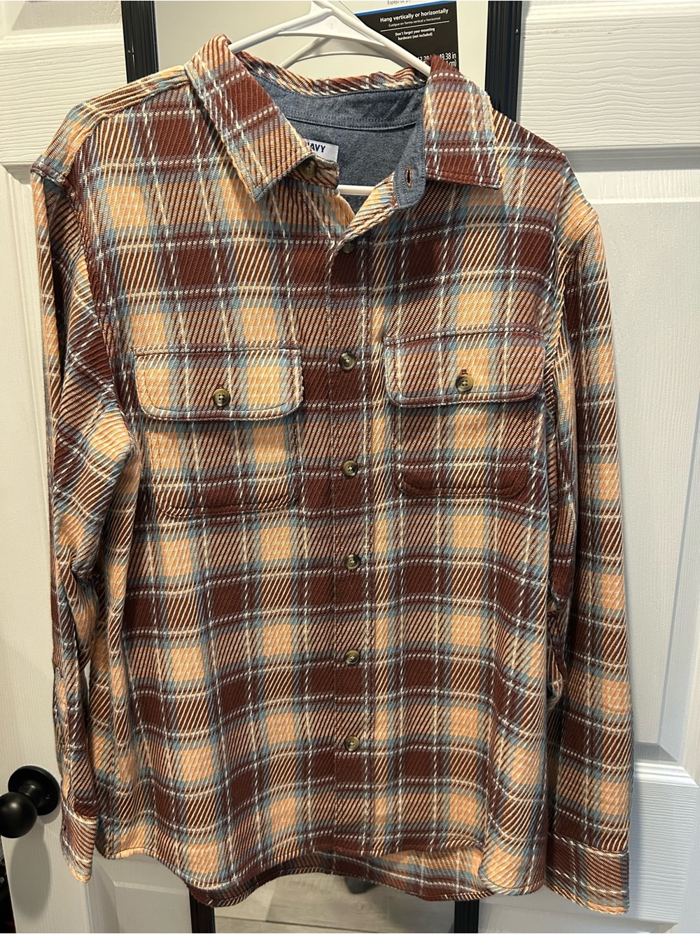 Old Navy Brown and Cream Plaid Button-Down Shirt